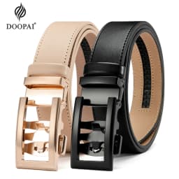 DOOPAI New Mens Belt Hollow Automatic Mens Belt Genuine Leather Luxury Belt  For Men Belt Male Strap Male Metal Automatic Buckle