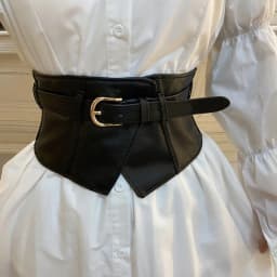 Retro Corset Belts for Women Classic Black Pin Buckle Wide Waistband Trendy PU Leather Dress Coat Girdle Belts