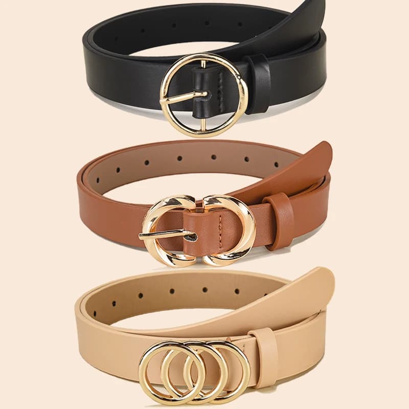 Personalized Women's Round Buckle Belt Paired With Skirt Jeans Belt Accessories Fashion Versatile Women's Birthday Party Gifts