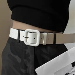 Y2K Pink Belt for Girls Vintage Square Metal Buckle Waistband Women Punk Hip Hop Lady Trouser Dress Decor Waist Strap