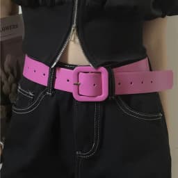 Y2K Pink Belt for Girls Vintage Square Metal Buckle Waistband Women Punk Hip Hop Lady Trouser Dress Decor Waist Strap
