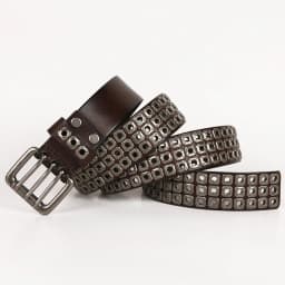 3 Needles Heavy Metal Cowboy Punk Belt Real Genuine Leather Hip Hop Belts Men Cross Square Rivet Jeans Belt Male Strap Studded