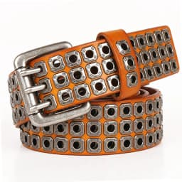 3 Needles Heavy Metal Cowboy Punk Belt Real Genuine Leather Hip Hop Belts Men Cross Square Rivet Jeans Belt Male Strap Studded
