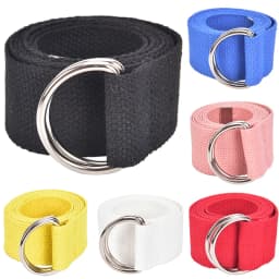 Unisex Casual Double D-Rings Nylon Canvas Stripes Buckle Waistband Outdoor Belts