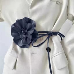Trendy Bohemian PU Leather Waist Belt Large Flower Tie Wrap Sash with Bow for Dress Decoration Ladies Black Straps ремень