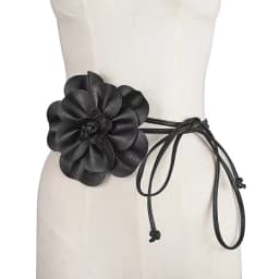 Trendy Bohemian PU Leather Waist Belt Large Flower Tie Wrap Sash with Bow for Dress Decoration Ladies Black Straps ремень