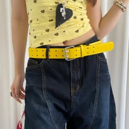 Wide Design Sense Y2K Double-Breasted Yellow Belt For Women With Skirt Jeans With Waistcoat Decoration Versatile Belt