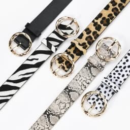 2023 New Women Leopard Snake Zebra Pattern Snakeskin Cos Skin Cricle Pin Golden Buckle Belts for Dress Jeans Suits