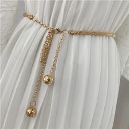 Gold Metal Thin Women Belt Elegant Shiny Tassel Long Chain Waist Belts For Ladies Fashion Dress Skirt Waistband Body Belts