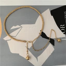 Gold Metal Thin Women Belt Elegant Shiny Tassel Long Chain Waist Belts For Ladies Fashion Dress Skirt Waistband Body Belts