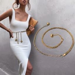 Gold Metal Thin Women Belt Elegant Shiny Tassel Long Chain Waist Belts For Ladies Fashion Dress Skirt Waistband Body Belts