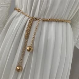 Gold Metal Thin Women Belt Elegant Shiny Tassel Long Chain Waist Belts For Ladies Fashion Dress Skirt Waistband Body Belts
