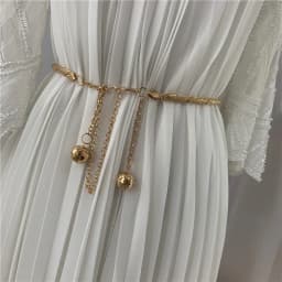 Gold Metal Thin Women Belt Elegant Shiny Tassel Long Chain Waist Belts For Ladies Fashion Dress Skirt Waistband Body Belts