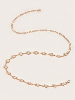 HERSHINE 1-piece plus-size women's hollow-out pearl and floral waist chain, an elegant and fashionable accessory，spring，summer
