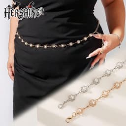 HERSHINE 1-piece plus-size women's hollow-out pearl and floral waist chain, an elegant and fashionable accessory，spring，summer