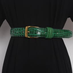 Women's Retro Simple Crocodile Pattern Leather Green Belts Female Belt Fashionable For Women Dress Decoration Waistband