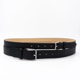 Double Needle Silver Buckle Cowhide Waist Seal, Women's Leather Wide Design Waist Belt, Black 6cm Width Coat Belt