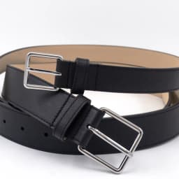 Double Needle Silver Buckle Cowhide Waist Seal, Women's Leather Wide Design Waist Belt, Black 6cm Width Coat Belt
