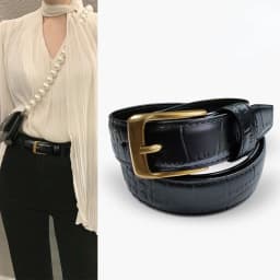 New Genuine Leather Simple Versatile Crocodile Pattern Women's Thin Belt Decoration with Dress Fashion Casual Trouser Straps