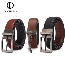 Men Belts Reversible Buckle Leather Brand Luxury Business Fashion Belts for Men Two Sides Color Black Brown StrapHQ117