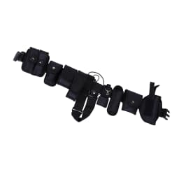 Police Guard Tactical Belt Buckles Black 9 Pouches Utility Security System