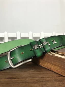 Top Layer Cowhide Belt Unisex Youth Jeans Style Soft Rivet Design Green Blue Match Belt for Men And Women
