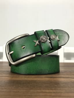Top Layer Cowhide Belt Unisex Youth Jeans Style Soft Rivet Design Green Blue Match Belt for Men And Women