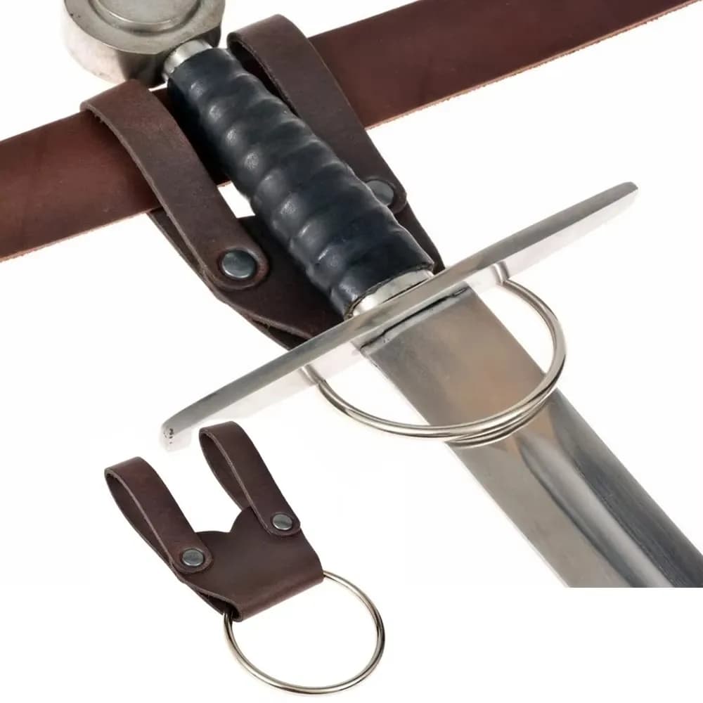 Medieval Viking Knight Pirate Leather Belt Sword Frog Metal Ring For Axe Mace Hatchet Hammer Holder Tomahawk Holster Hanger LARP