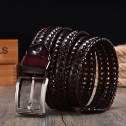 New Braided 4cm Men Belt For Woven Luxury Genuine Leather Cow Stripes Hand Knit Designer Girdle High Quality Male Belts 125CM