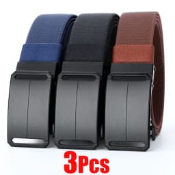 Metal Buckle Tactical Belt Men's Canvas Stretch Military Belt Casual Golf Outdoor Training Hunting Pants Automatic Waist Belt