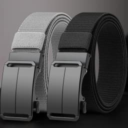 Metal Buckle Tactical Belt Men's Canvas Stretch Military Belt Casual Golf Outdoor Training Hunting Pants Automatic Waist Belt