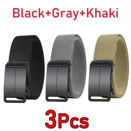 Metal Buckle Tactical Belt Men's Canvas Stretch Military Belt Casual Golf Outdoor Training Hunting Pants Automatic Waist Belt