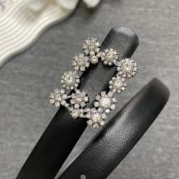 Diamond sheepskin belt with women's decoration, dress, fashionable leather belt, women's pants belt, slim waist seal