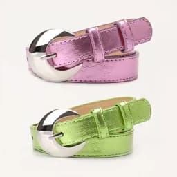 2.4cm Women's Belt Fashion Trend Personality Design Versatile Jeans Girdle Hip Hop Girl Rose Red Pu Silver Buckle Waistband
