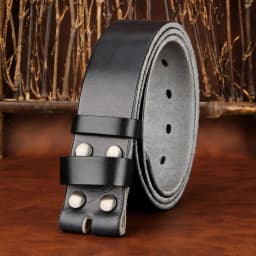 Sogefimen Men's Belt Without Buckle Full Grain Leather Belts for Men Cowskin Jeans Brown Black 38mm Wide Belt 30''-42'' Waist