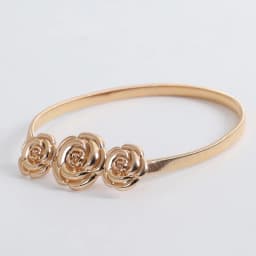 Rose Flower Buckle Waist Chains for Women Elastic Slim Body Metal Thin Belts Gold Sliver Dress Skirt Decorative Waistband Straps