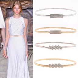 Rose Flower Buckle Waist Chains for Women Elastic Slim Body Metal Thin Belts Gold Sliver Dress Skirt Decorative Waistband Straps