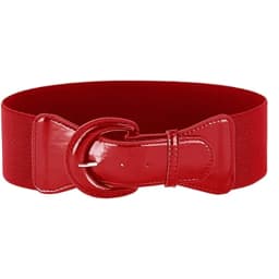 2025 Design Leather Red Black Bright Color Elastic Buckle Belt Retro Women Coat Waist Cover Decorative Dress Wide Manufacturers