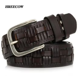 Genuine leather braided belt man Fashion male belts luxury design waist strap male Quality first layer cow skin belt for jeans