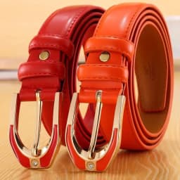 Luxury Women's Leather Buckle Belt, Simple and Fashionable Women's 3.0CM Jeans Belt, Candy Color Adjustable for Shortening