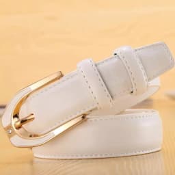 Luxury Women's Leather Buckle Belt, Simple and Fashionable Women's 3.0CM Jeans Belt, Candy Color Adjustable for Shortening