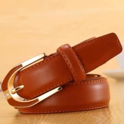 Luxury Women's Leather Buckle Belt, Simple and Fashionable Women's 3.0CM Jeans Belt, Candy Color Adjustable for Shortening