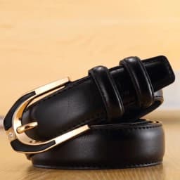 Luxury Women's Leather Buckle Belt, Simple and Fashionable Women's 3.0CM Jeans Belt, Candy Color Adjustable for Shortening