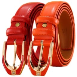 Luxury Women's Leather Buckle Belt, Simple and Fashionable Women's 3.0CM Jeans Belt, Candy Color Adjustable for Shortening