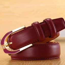 Luxury Women's Leather Buckle Belt, Simple and Fashionable Women's 3.0CM Jeans Belt, Candy Color Adjustable for Shortening