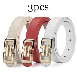 1-3pcs Fashion Women's Colorful Belt Simple And Versatile Women's Skirt Wide-leg Pants PU Belt Trendy Women's Smooth Buckle Belt