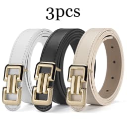 1-3pcs Fashion Women's Colorful Belt Simple And Versatile Women's Skirt Wide-leg Pants PU Belt Trendy Women's Smooth Buckle Belt