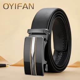 OYIFAN belt for men Business Men Genuine Leather Luxury Cowhide Men Belts Girdle Man Automatic belts Ratchet belt