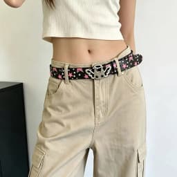 Y2k Star Women's Belt Dopamine Cat Metal Pin Buckle Waist Belt Gothic Pink PU Leather Jeans Belt Trendy Y2k Waistband