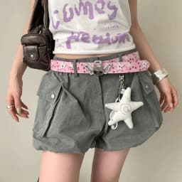 Y2k Star Women's Belt Dopamine Cat Metal Pin Buckle Waist Belt Gothic Pink PU Leather Jeans Belt Trendy Y2k Waistband